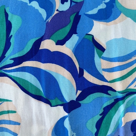 Anthropologie Abel the Label Blue Green Floral Print Tie Back Midi Dress - XS - Picture 9 of 13